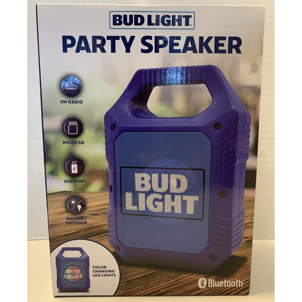 Bud Light Bluetooth Portable Wireless Speaker Color Changing LED Lights New